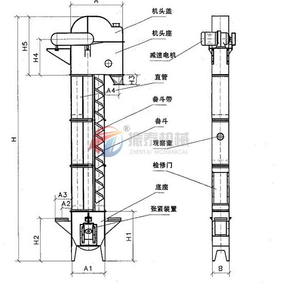 TH斗式提升機(jī)外形結(jié)構(gòu)圖